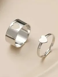 AJS Stunning Valentine Gift Silver Heart Shape Couple Ring Matching Wrap Finger Ring-thumb1