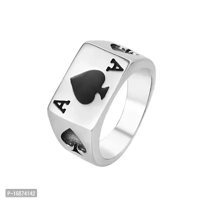 AJS Ace Rings for Men and Boys 316 Stainless Steel Jewelry Gift Comfort Fit | Wedding Wear Ring For Men | Perfect Gift For Valentine's Day (Pack of 1-Ace Ring)