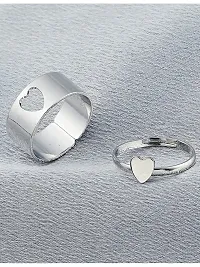 AJS Stunning Valentine Gift Silver Heart Shape Couple Ring Matching Wrap Finger Ring-thumb4