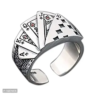 AJS Poker Ring for Men and Boys 316 Stainless Steel Jewelry Gift Comfort Fit | Fashionable Ring For Boys | Perfect Gift For Best Friends, Birthday (Pack of 1-Poker Ring)