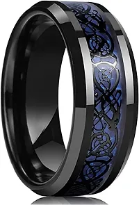 AJS Ring Men's Shine Rings Wedding Bands Ring for Men, Boy and women Grade 316 Stainless Steel Jewelry Gift Comfort Fit(Black-Blue Dragon Ring_20)-thumb3