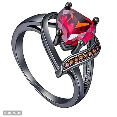 AJS Red Stone Ring for Women and Girls 316 Stainless Steel Jewelry Gift Comfort Fit | Fashionable Ring For Girls | Perfect Gift For Valentine's Day, Anniversary (Pack of 1-Red Stone Ring)