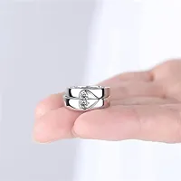 AJS Touching Couple Ring 316 Stainless Steel Jewelry Gift Comfort Fit | Fashionable Ring For Couple | Perfect Gift For Best Friends (Pack of 2-Touching Couple Ring)-thumb1