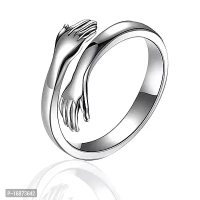 AJS Trendy Couple Ring For Women Closed Hand Ring For Girls Women Hug Ring Adjustable Ring For Women Girls Couple Ring