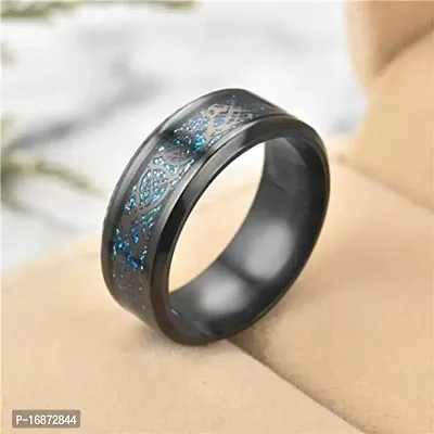 AJS Ring Men's Shine Rings Wedding Bands Ring for Men, Boy and women Grade 316 Stainless Steel Jewelry Gift Comfort Fit(Black-Blue Dragon Ring_20)-thumb5