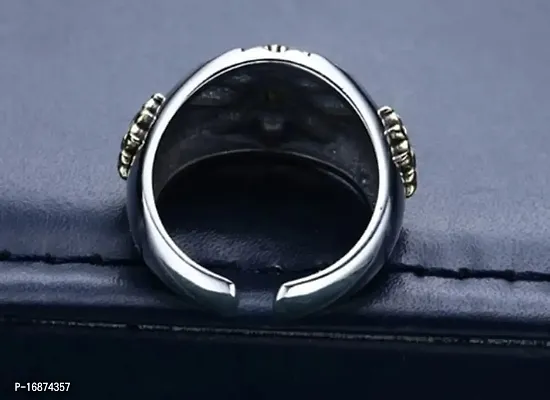 AJS Silver Tiger Head Ring Adjustable Silver Men's Ring, Wild Tiger Ring-thumb3