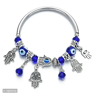 AJS Women's Turkish Blue Evil Eye Charm Bracelet I Latest Trending Hand Beaded Stone Bracelet For Girl's I Adjustable Protective Bracelet For Your Loved One's