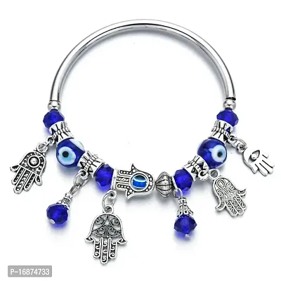 AJS Women's Turkish Blue Evil Eye Charm Bracelet I Latest Trending Hand Beaded Stone Bracelet For Girl's I Adjustable Protective Bracelet For Your Loved One's-thumb0