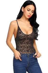 CELOSIA Lace Babydoll Teddy Lingerie Night Dress for Women Black-thumb2