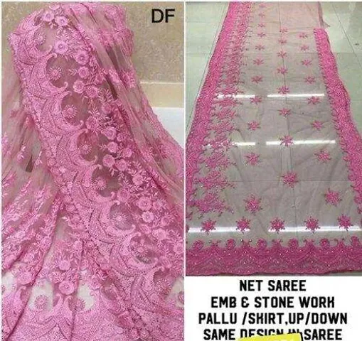 Elegant Net Saree with Blouse piece For Women