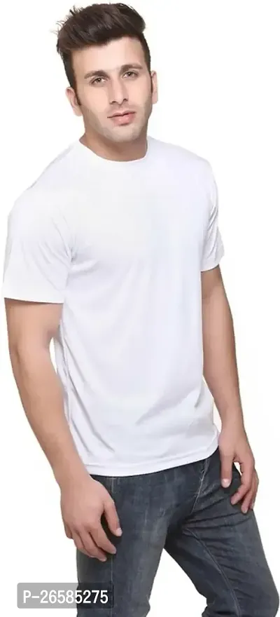 Stylish White Polycotton Solid Tees For Men-thumb0