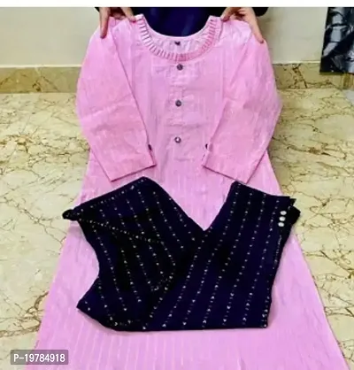 Stylish Fancy Khadi Cotton Kurta With Bottom Wear Set For Women-thumb0