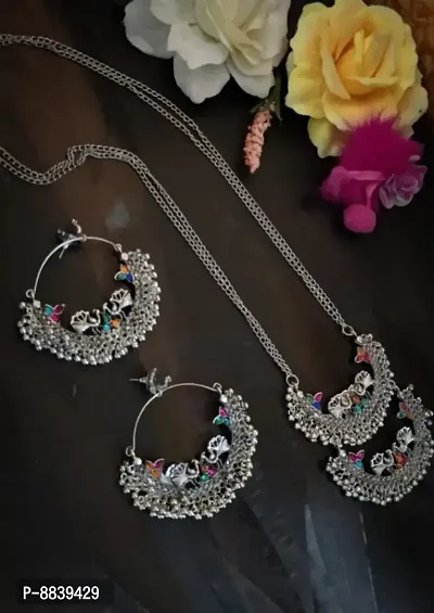Trendy Long Chain Partywear Necklace With Earring For Women