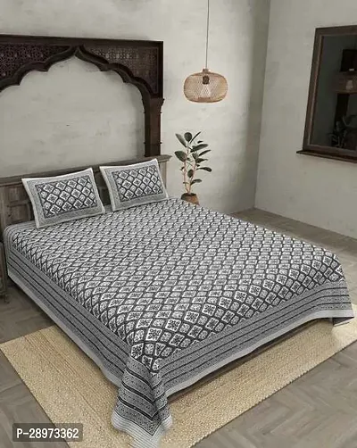 Comfortable Cotton Printed Double Bedsheet with 2 Pillow Covers