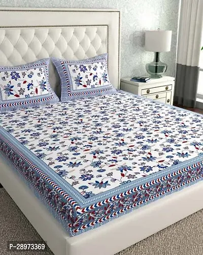 Comfortable Cotton Printed Double Bedsheet with 2 Pillow Covers