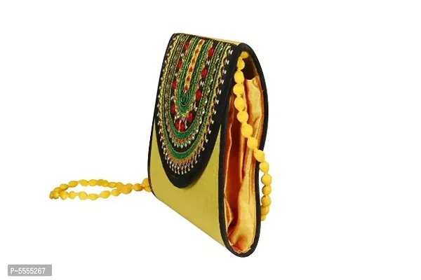 Elite Yellow Polyester Kutchi Sling Bag For Women-thumb4