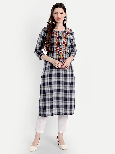 Reliable Khadi Checked Straight Kurta For Women