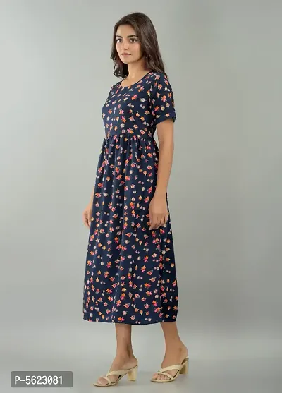 Women's Poly Crepe Printed Dress-thumb3