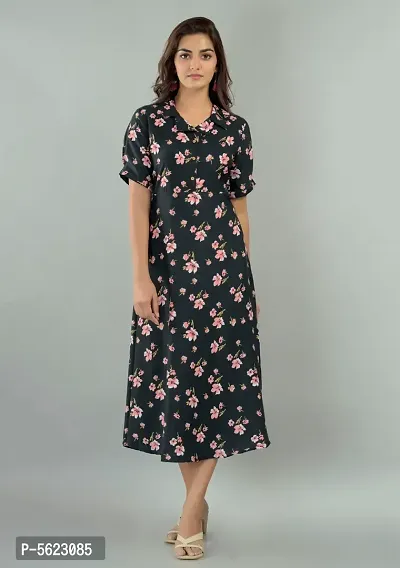 Women's Poly Crepe Printed Dress-thumb0