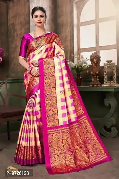Attractive Khadi Silk Saree with Blouse piece For WomenPack Of 1