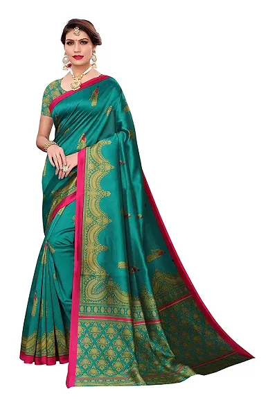 Attractive Art Silk Printed Saree with Blouse Piece