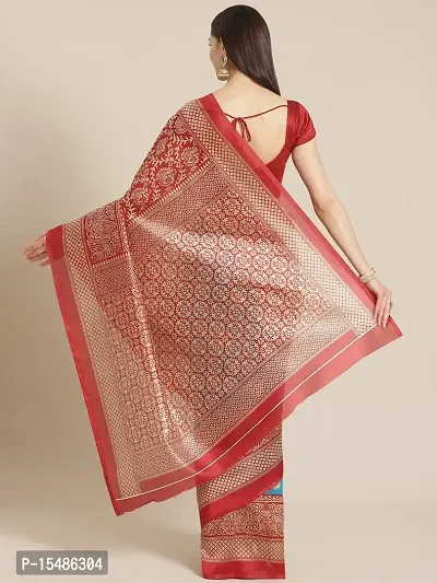 Marabout Blue And Red Woven Design Saree-thumb2