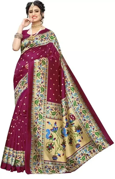 New Trendy Art Silk Printed Sarees with Blouse Piece