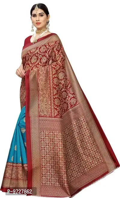 Attractive Silk Blend Saree with Blouse piece For WomenPack Of 1-thumb2