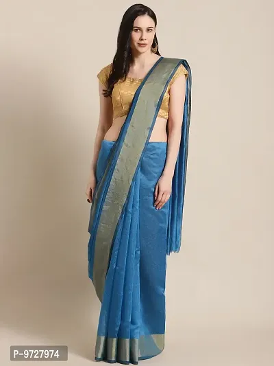 Attractive Chanderi Silk Saree with Blouse piece For WomenPack Of 1-thumb0