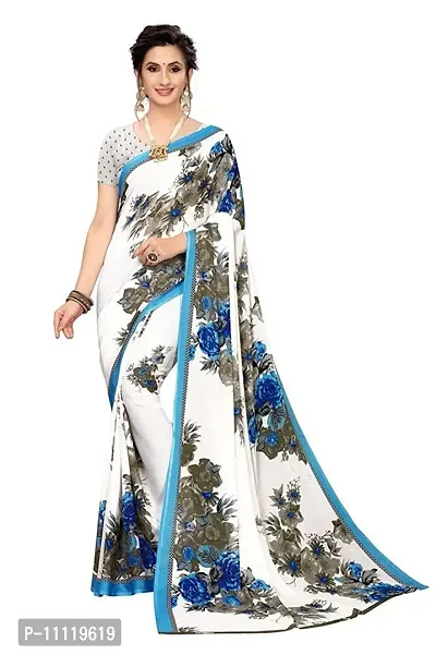 Beautiful Georgette Printed Saree With Blouse Piece For Women-thumb0