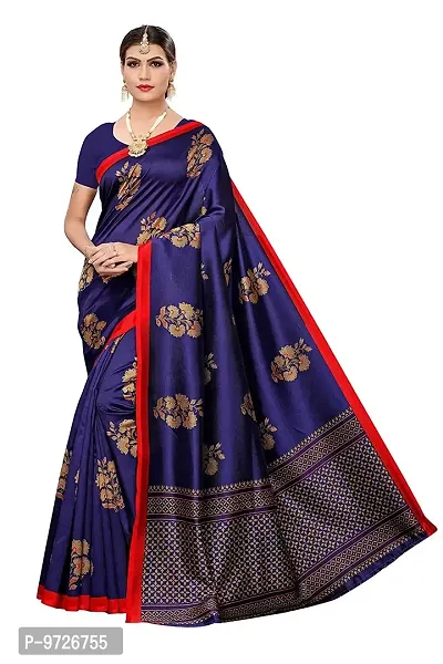 Attractive Art Silk Saree with Blouse piece For WomenPack Of 1