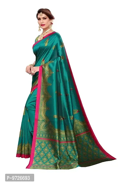 Attractive Art Silk Saree with Blouse piece For WomenPack Of 1