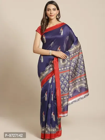 Attractive Silk Blend Saree with Blouse piece For WomenPack Of 1