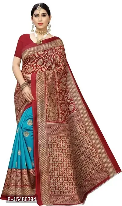 Marabout Blue And Red Woven Design Saree-thumb0