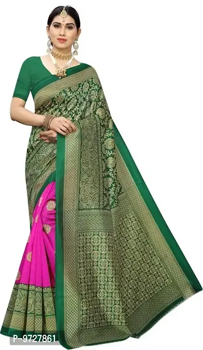 Attractive Silk Blend Saree with Blouse piece For WomenPack Of 1-thumb0