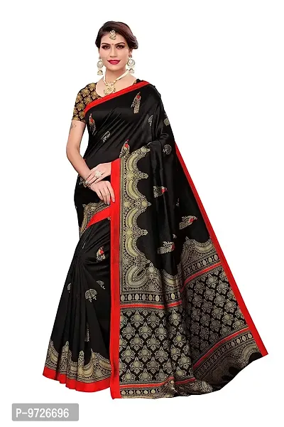 Attractive Art Silk Saree with Blouse piece For WomenPack Of 1