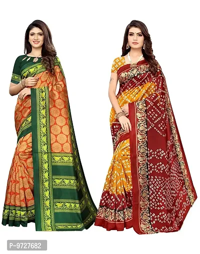 Attractive Silk Blend Saree with Blouse piece For WomenPack of 2-thumb0
