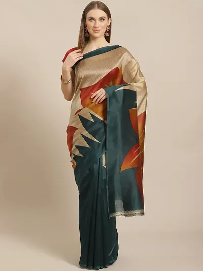 Silk Blend Printed Sarees with Blouse piece