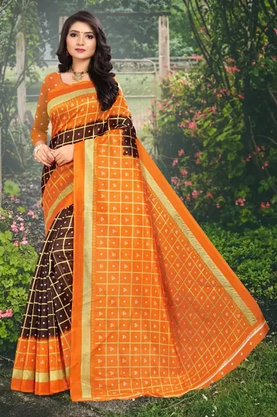 Beautiful Art Silk Printed Saree with Blouse piece