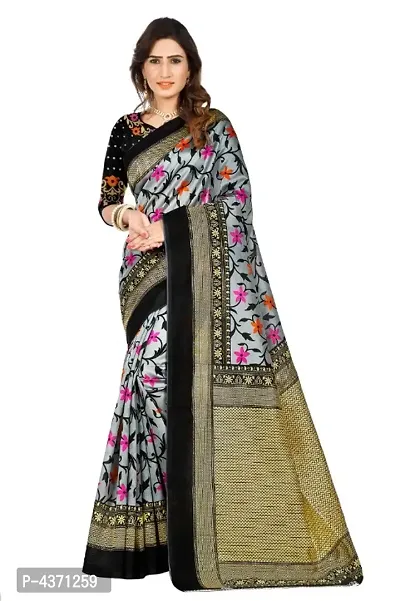 Beautiful Art Silk Printed Saree with Blouse piece-thumb0