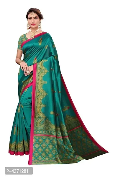 Beautiful Art Silk Printed Saree with Blouse piece-thumb0