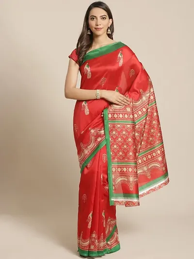 Trending Art Silk Saree with Blouse piece 