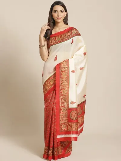 Beautiful Art Silk Printed Saree With Blouse Piece