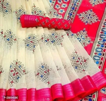 Art Silk Printed Saree With Blouse Piece-thumb0