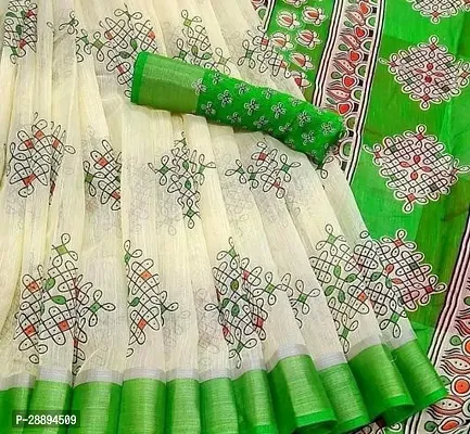 Art Silk Printed Saree With Blouse Piece-thumb0