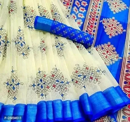 Art Silk Printed Saree With Blouse Piece
