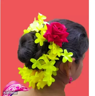 Artificial Yellow Orchard Flower Gajra Hair Accessories Set Pack Of 1