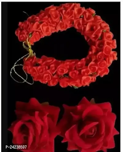 Artificial Red Rose Hair Gajra Hair Accessory Set Pack Of 3