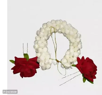 Artificial Flower Gajra With Two Hair Rose Pin Pack Of-3