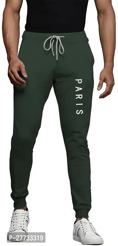 Stylish Green Cotton Blend Regular Track Pants For Men-thumb0